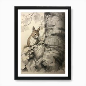 Storybook Animal Watercolour Squirrel 2 Art Print