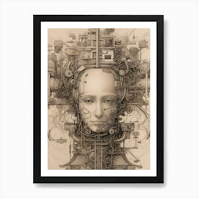 Cyborg Robot Future Drawing Poster Art Print