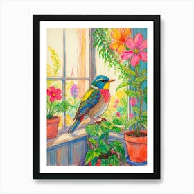 Bird In The Window Art Print