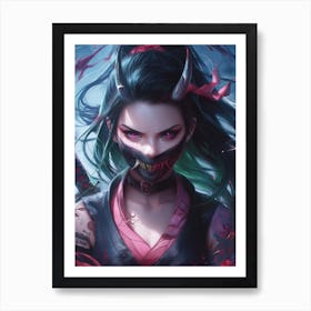 Samurai Girl Nezuko Art Print