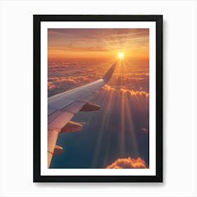 Airplane Wing At Sunset - Reimagined Art Print