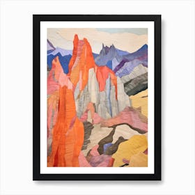 Crinkle Crags England Colourful Mountain Illustration Art Print