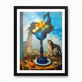 Delphinium With A Cat 2 Dali Surrealism Style Art Print