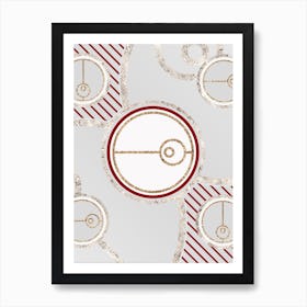 Geometric Abstract Glyph in Festive Gold Silver and Red n.0089 Art Print