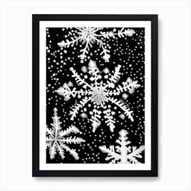 Intricate, Snowflakes, Black & White 3 Art Print