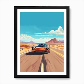 A Mclaren F1 Car In Route 66 Flat Illustration 1 Affiche