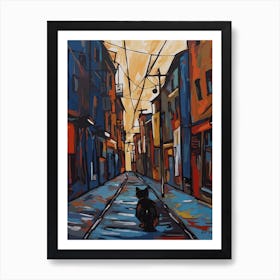 Painting Of Prague With A Cat Drawing 2 Art Print