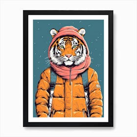 Tiger Illustrations Wearing Ski Gear 3 Art Print