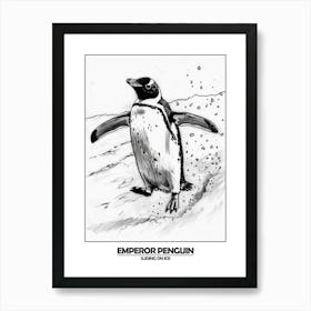 Penguin Sliding On Ice Poster 5 Art Print