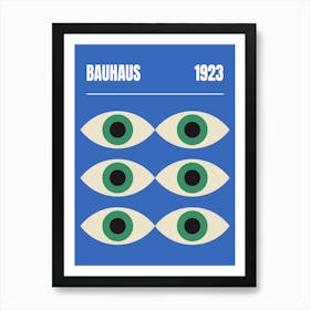 Bauhaus Eyes, mystic, evil eye, 70s, 80s, 90s, contemporary, exhibition, blue, vintage, retro, geometric, modern, pop, abstract, art, shapes, Art Print