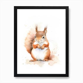 Baby Squirrel Watercolour Nursery 2 Art Print