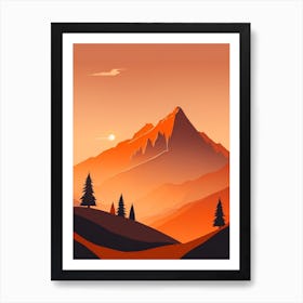 Misty Mountains Vertical Composition In Orange Tone 277 Art Print