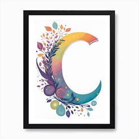 Colorful Letter C Illustration 52 Art Print