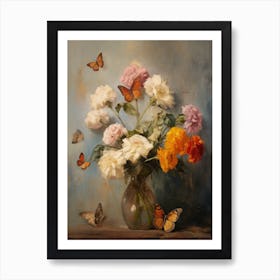 Flowers and Butterflies Art Print