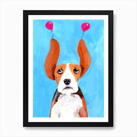 Beagle With Balloons Art Print