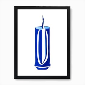 Unity Candle 2 Symbol Blue And White Line Drawing Art Print