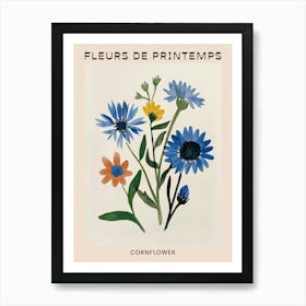 Spring Floral French Poster  Cornflower 1 Art Print