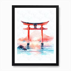 Aesthetic Japanese Shinto Shrine Torii Gate Lake Art Print