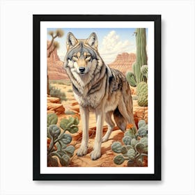 Honshu Wolf Desert Scenery 3 Art Print