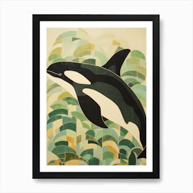 Abstract Orca Whale Geometric Collage 1 Art Print