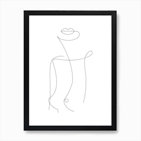 Line Drawing Of A Woman Art Print