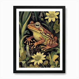 William Morris Frog Toad Red Green Vintage  Art Print