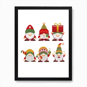 Gonks, Christmas, Art, Children's, Decoration, Wall Print Art Print