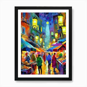 Market At Night Art Print