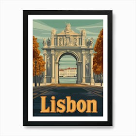 Aihrgdesign A Retro Travel Poster For Lisbon Featuring The Ma E6e2de76 0a31 4d2e 9dd9 B1ce3bc303c4 2 Art Print