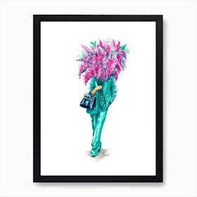 Emerald Suit and Lilac in Love  Art Print