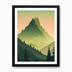 Misty Mountains Vertical Composition In Green Tone 85 Art Print