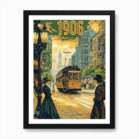 Aihrgdesign A Retro Travel Poster Of A Bustling 1906 City Str C0994953 4cd4 4c21 Abad Dde013b2f81c 2 Art Print