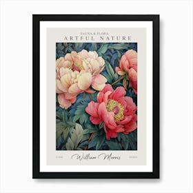 William Morris Pink And Red Big Peonies Exhibition Art Print