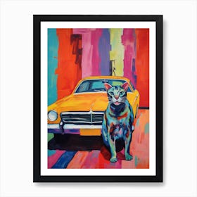 Pontiac Firebird Vintage Car With A Cat, Matisse Style Painting 1 Art Print