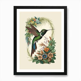 Hummingbird botanical flower beauty 19 Art Print