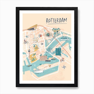 Rotterdam Illustrated Map Art Print