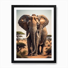 Elephant In The Savannah Art Print