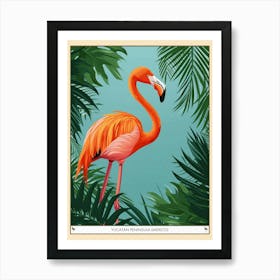 Greater Flamingo Yucatan Peninsula Mexico Tropical Illustration 5 Poster Art Print