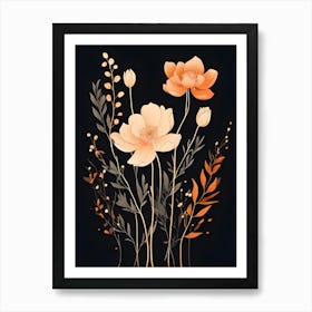 Flowers On A Black Background 17 Art Print