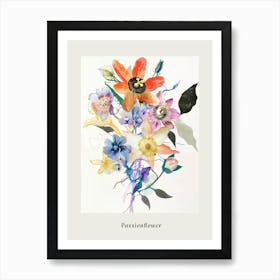 Passionflower 1 Collage Flower Bouquet Poster Art Print