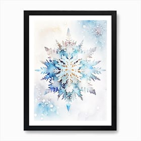 Winter Snowflake Pattern, Snowflakes, Storybook Watercolours 5 Art Print