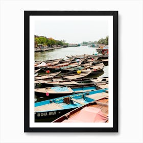 Boats With Laterns In Hoi An Vietnam Art Print