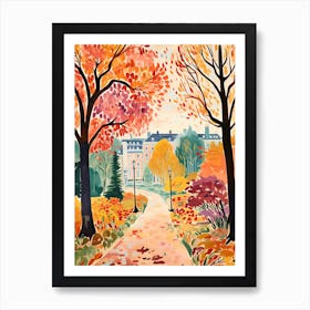 Luxembourg Gardens, France In Autumn Fall Illustration 1 Art Print