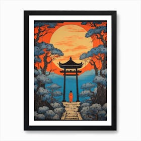 Fushimi Inari Taisha, Japan Vintage Travel Art 3 Art Print