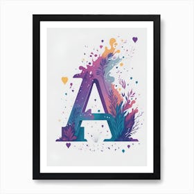 Colorful Letter A Illustration 48 Art Print