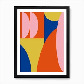 Geometric Abstraction Shapes in Bold Red Blue Yellow and Pink Art Print