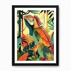 Iguano In The Trees Modern Abstract Illustration 1 Art Print