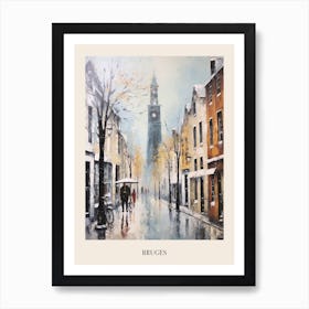 Vintage Winter Painting Poster Bruges Belgium 2 Art Print