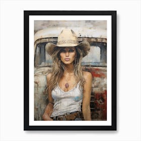 Farm Cowgirl Vintage 2 Art Print