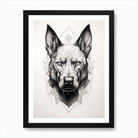 Black Dog, Line Drawing 4 Art Print